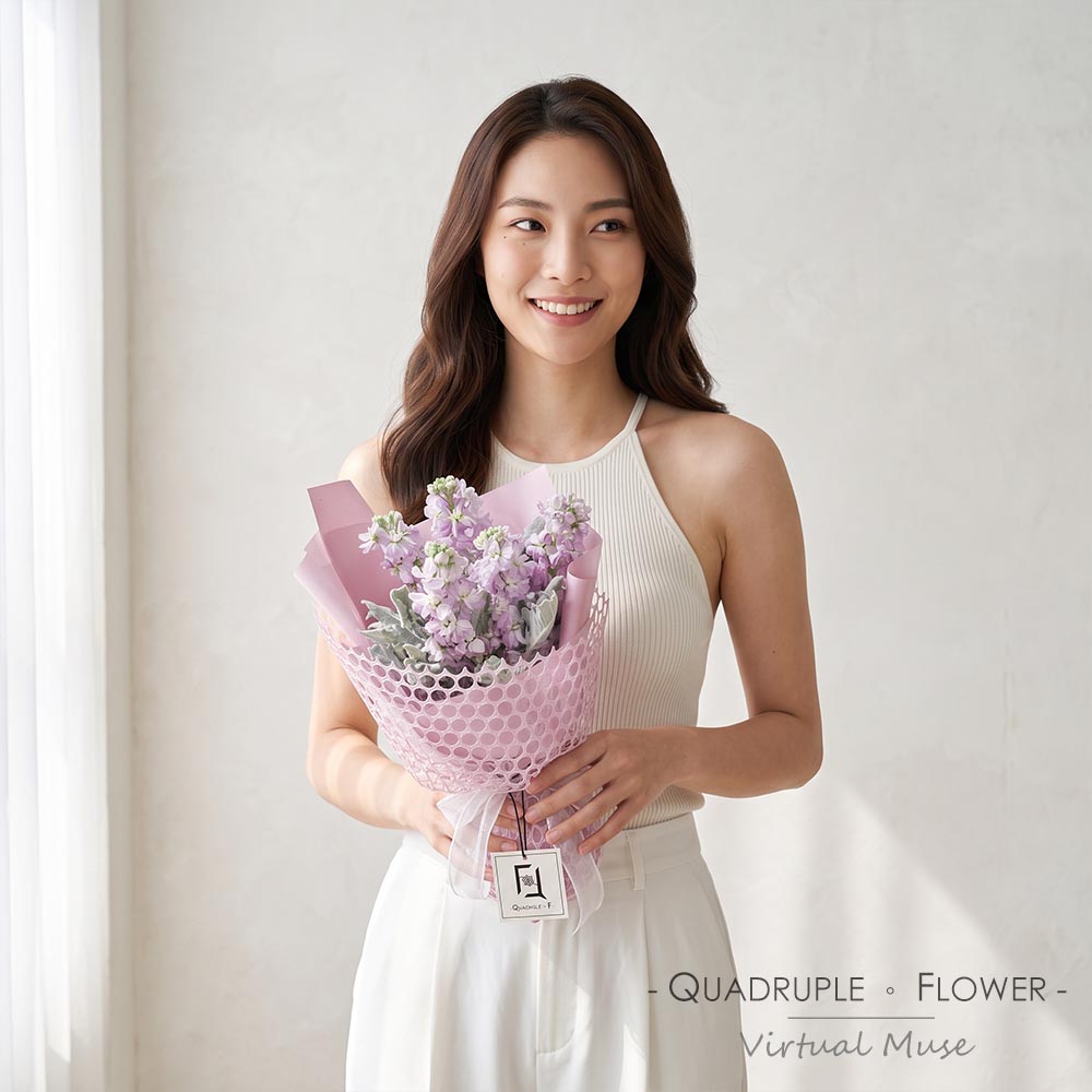 Violet Mist | Stock & Dusty Miller Fresh Flower Bouquet 2 Violet Mist | Stock & Dusty Miller Fresh Flower Bouquet - BS100015
