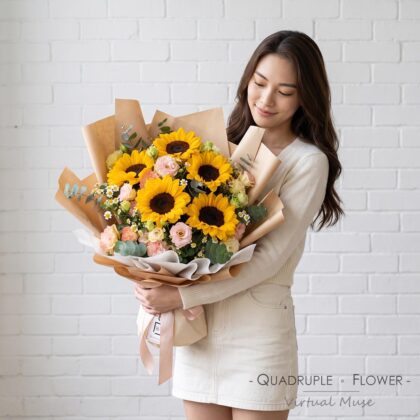 Midsummer Sun | Sunflower, Champagne Lisianthus & Daisy Fresh Flower Bouquet