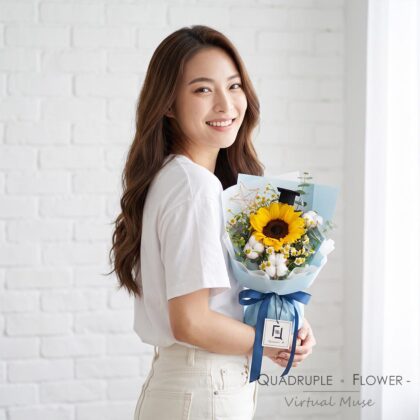 Star Seeker | Sunflower, Cotton & Graduation Cap Fresh Flower Bouquet