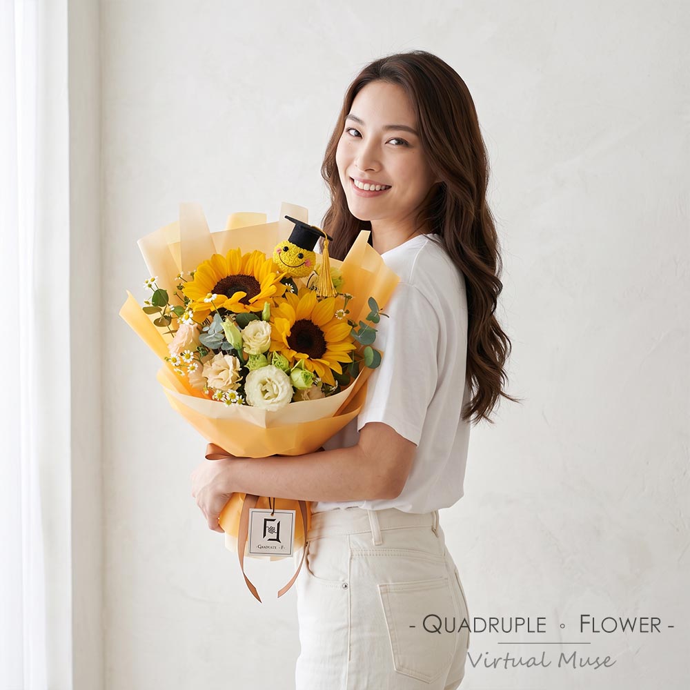 Dream Launch | Sunflower, Daisy & Graduation Cap Fresh Flower Bouquet 2 Dream Launch | Sunflower, Daisy & Graduation Cap Fresh Flower Bouquet - BM060006