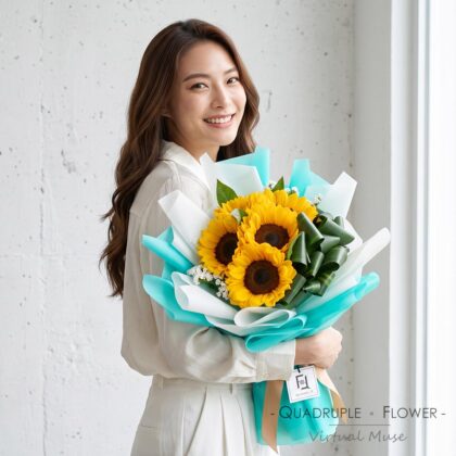 Hopeful BRAVERY | Sunflower with White Statice Fresh Flower Bouquet