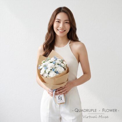 皎潔星光 | 白康乃馨藍星花鮮花花束