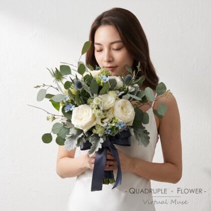 Everlasting PURITY | White Rose Series Fresh Flower Wedding Bridal Bouquet