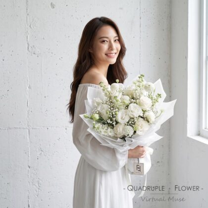 Pure Promise | White Rose & Stock Fresh Flower Bouquet