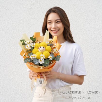 QuadrupleFlower 啟德新蒲崗花店 | 香港花店推介 | 即日送花服務、鮮花花束及花籃高質客製化設計 9 陽光微笑 | 黃色笑哈哈乒乓菊哈哈笑鮮花花束