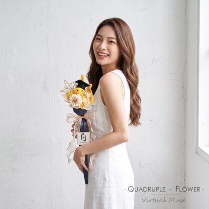 Smiley Scepter Graduation Bouquet | Preserved Flower Pompon Mum Scepter Graduation Bouquet