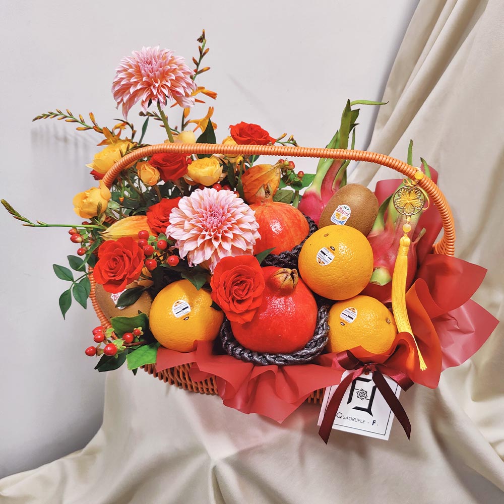 赤輝滿碩 | 大理花橙小玫瑰紅橙系鮮花果籃 5 赤輝滿碩 | 大理花橙小玫瑰紅橙系鮮花果籃 - FB100001