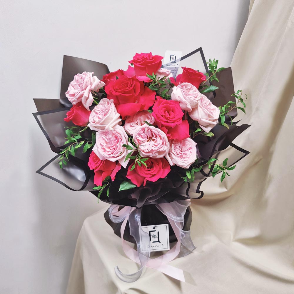 黑耀粉摯 | 桃紅玫瑰粉荔枝玫瑰鮮花花束 4 黑耀粉摯 | 桃紅玫瑰粉荔枝玫瑰鮮花花束 - BL010069