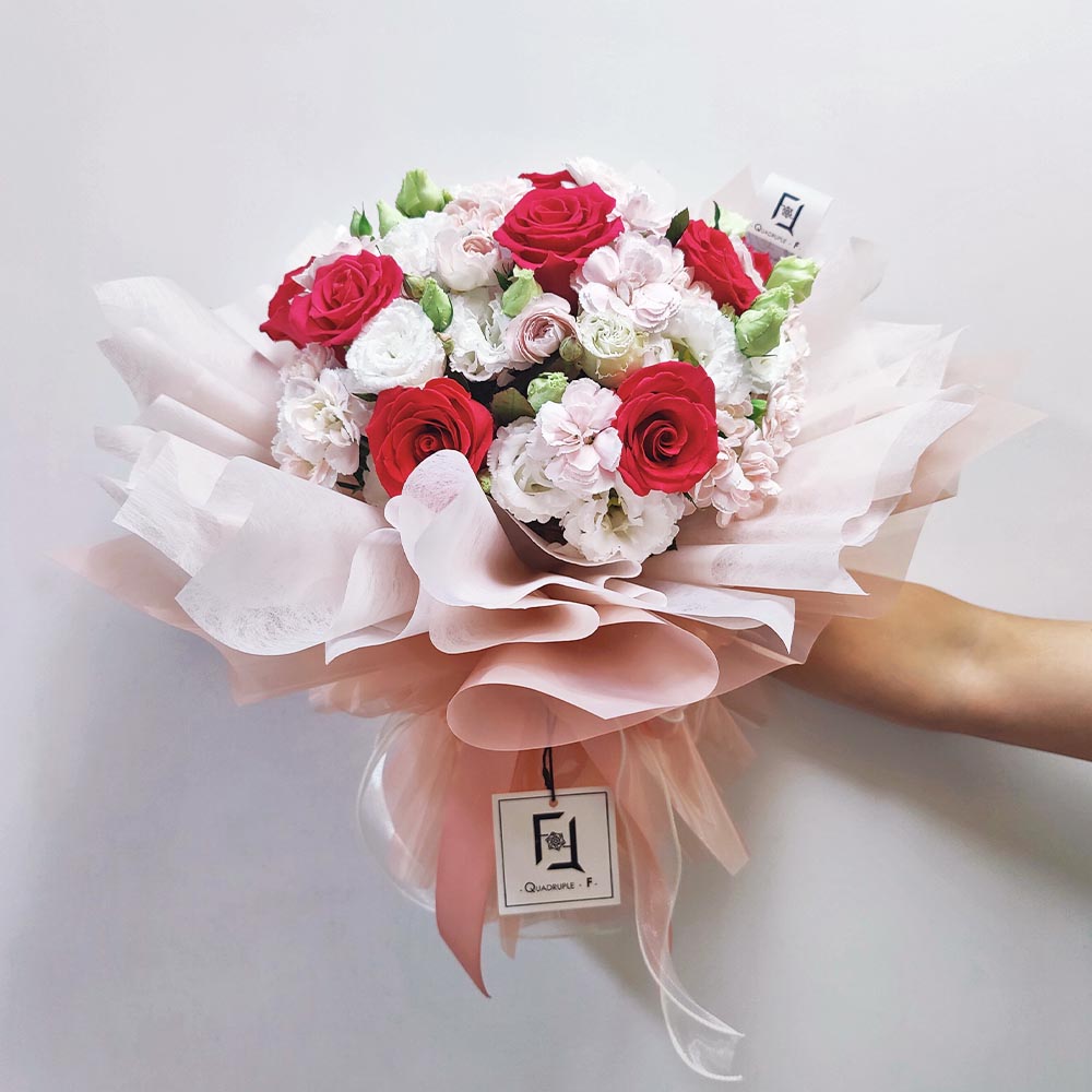 粉霞盛典 | 桃紅玫瑰粉小玫瑰鮮花花束 5 粉霞盛典 | 桃紅玫瑰粉小玫瑰鮮花花束 - BM010038
