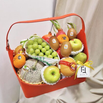 Japanese Shine Muscat & Korean Melon Regal Red Leather Fruit Hamper Quadruple Flower FB100008