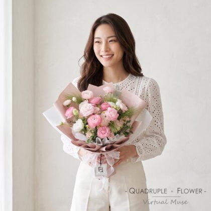 春櫻浪漫 | 粉紅洋牡丹洋甘菊鮮花花束