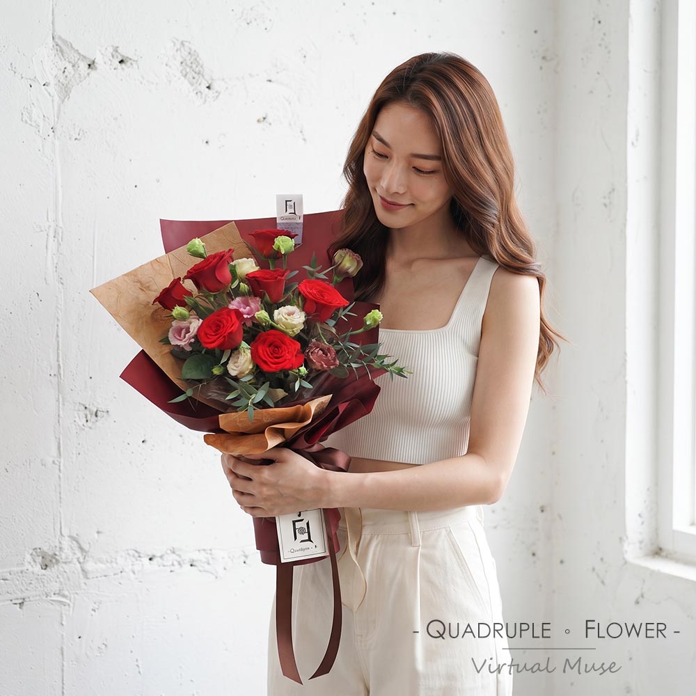 醇紅時光 | 紅玫瑰茶色洋桔梗鮮花花束 2 醇紅時光 | 紅玫瑰茶色洋桔梗鮮花花束 - BM010037