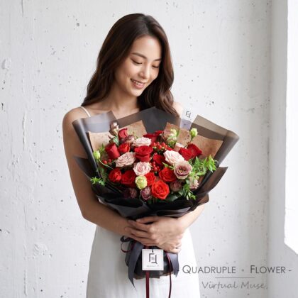 暮黑熾影 | 紅玫瑰復古玫瑰鮮花花束
