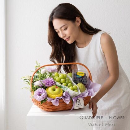 翠嵐紫韻 | 洋桔梗日本香印綠紫系鮮花果籃